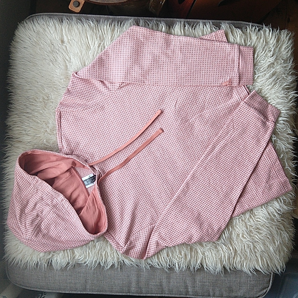 Adidas Waffle Knit Hooded Cropped Long Sleeve Pullover Pink Top Shirt New SAMPLE